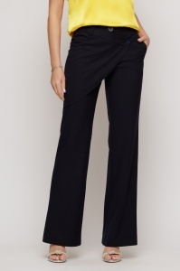 Pantaloni bleumarin evazați cu design petrecut - Img 3