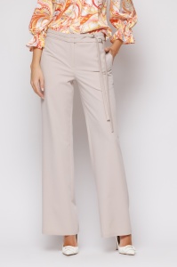 Pantaloni 'Elise' ecru cu cordon - Img 1