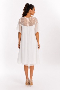 Rochie alb ivoire din mătase naturală - Img 2