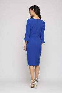 Rochie albastru indigo cu decolteu cu volan - Img 5