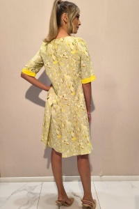 Rochie 'Amelie' cu imprimeu vibrant și floare detașabilă - Img 5