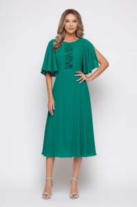 Rochie 'Amélie' midi verde cu cordon detașabil - Img 6
