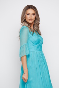 Rochie 'Ariana' turquoise din mătase naturală - Img 9
