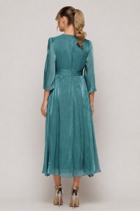 Rochie 'Ava' vernil din voal sidefat cu floare decorativă - Img 4