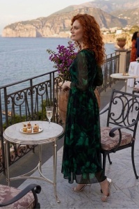 Rochie 'Aveline' lungă din mătase naturală imprimată floral cu pliseuri - Img 7