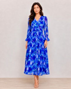 Rochie 'Aveline' lungă din mătase naturală imprimată floral - Img 2