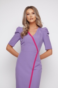 Rochie 'Brenda' lila cu umeri proeminenți - Img 4