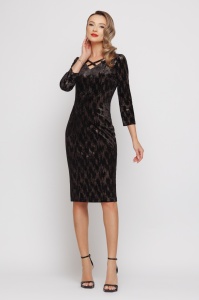 Rochie 'Carole' din catifea peculizată cu arămiu - Img 1