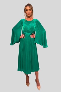 Rochie 'Elara' verde smarald cu mâneci ample - Img 1