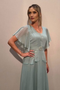 Rochie 'Elysa' bleu ciel din voal sidefat - Img 5