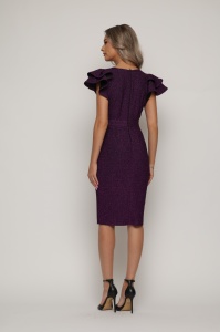 Rochie 'Emma' mov din lurex cu umeri proeminenți - Img 6