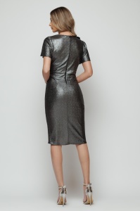Rochie 'Giselle' argintie cu floare aplicată - Img 3