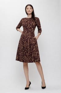 Rochie 'Josephine' grena din tricot cu print
