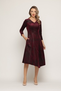 Rochie 'Kendra' bordeaux din catifea texturată - Img 3