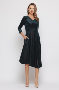 Rochie 'Kendra' verde închis din catifea texturată - Img 4