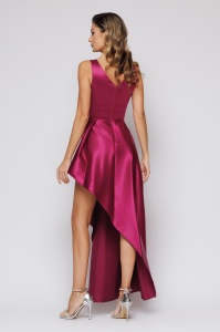 Rochie 'Kylie' fucsia asimetrică din tafta - Img 4