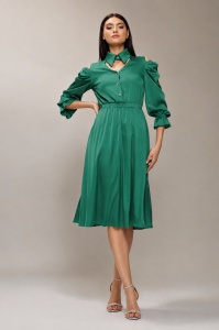 Rochie 'Mayara' verde din material satinat