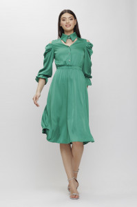 Rochie 'Mayara' verde din material satinat - Img 1