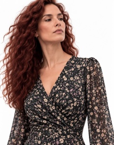 Rochie midi din voal imprimat floral - Img 2