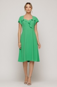 Rochie 'Mirra' verde mentă evazată cu volane - Img 3
