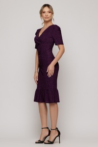 Rochie mov din lurex sidefat și decolteu petrecut - Img 3