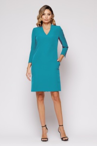 Rochie 'Myra' turquoise cu buzunare - Img 2