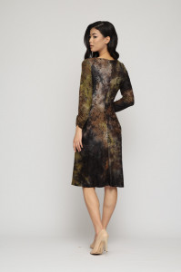 Rochie 'Solange' din jerse texturat arămiu - Img 7