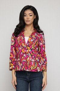 Sacou 'Sabrina' din bumbac cu print grafic colorat - Img 4