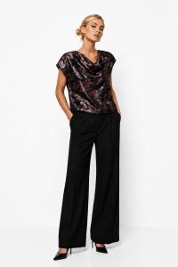Top elegant satinat cu decolteu drapat - Img 2