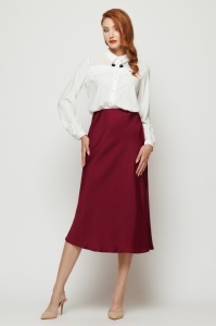 Fustă 'Keira' burgundy din material satinat