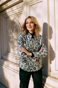 Haină 'Jolie' din stofă cu print leopard - Img 5