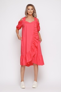 Rochie 'Annabelle' roz din bumbac cu volane - Img 2