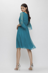 Rochie 'Ariana' albastru turquoise din mătase naturală - Img 3