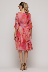 Rochie 'Arielle' din voal mătăsos cu imprimeu vibrant - Img 5