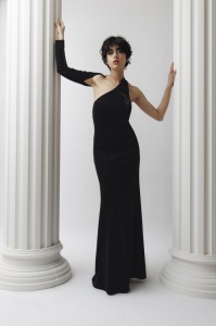 Rochie 'Armonia' lungă asimetrică cu o mânecă - Img 1