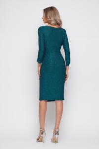 Rochie 'Blair' verde turquoise din lurex sidefat - Img 6