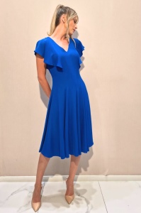 Rochie 'Cara' albastru regal cu volane - Img 2