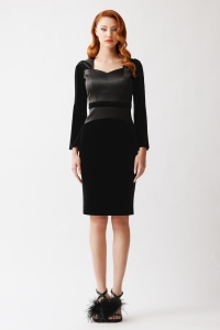 Rochie 'Darcy' din catifea cu bust din tafta