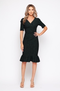 Rochie 'Elektra' verde închis din lurex sidefat - Img 1