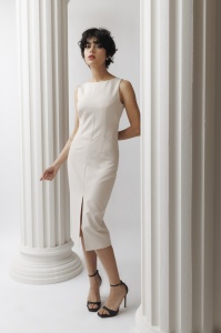 Rochie 'Eris' midi conică cu șliț frontal - Img 7