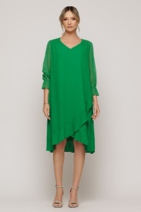Rochie 'Ivonne' verde cu mâneci din tulle sidefat - Img 7