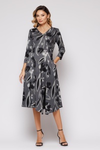 Rochie 'Jacqueline' din tricot cu imprimeu alb negru - Img 1