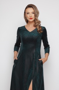Rochie 'Kendra' verde închis din catifea texturată - Img 5