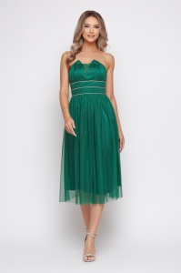 Rochie 'Khloe' verde din tulle sidefat - Img 1