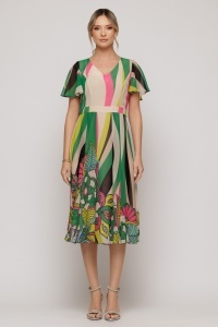 Rochie midi cu imprimeu floral multicolor