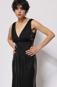 Rochie 'Nemesi' lungă din lurex cu eșarfă - Img 5