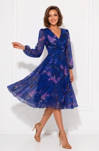 Rochie 'Nicolle' din mătase naturală imprimată și vâscoză