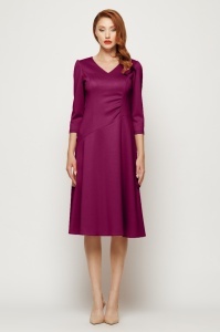 Rochie 'Tessa' raspberry din tricot cu drapaj
