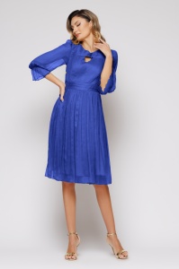 Rochie 'Venera' albastru royal din mătase naturală
