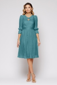 Rochie 'Venera' albastru turquoise din mătase naturală - Img 1